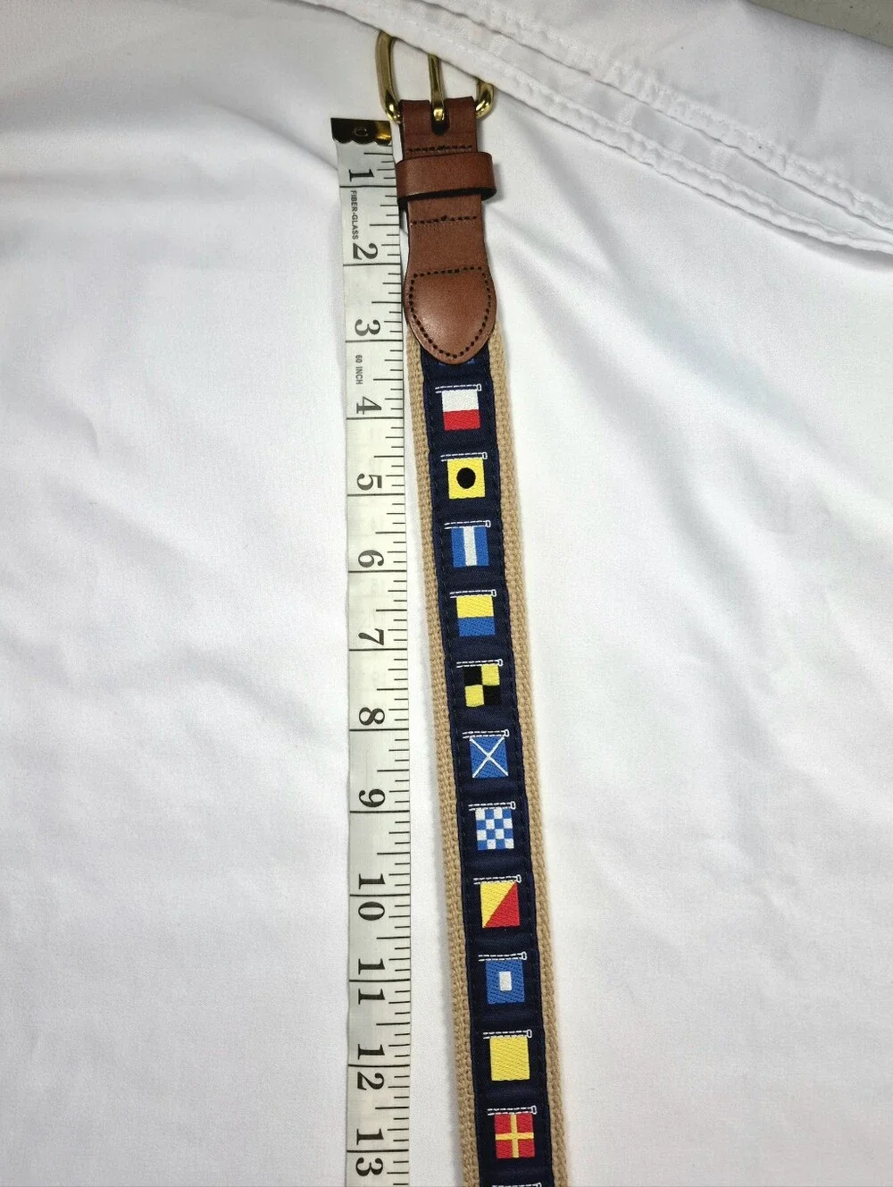 NWOT Leather Man Ltd Nautical Signal Flag Belt - Made in USA Size 46 Unisex